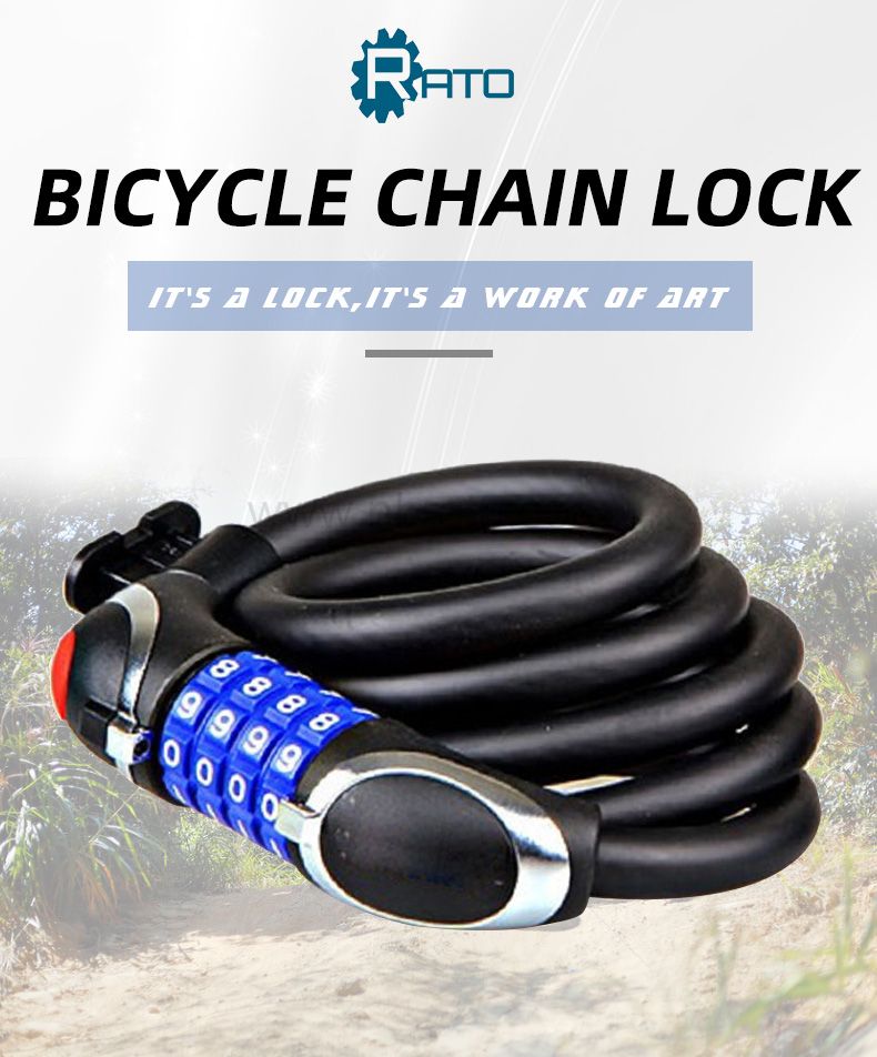 Bike Lock with LED Night Light 4-Digit Resettable Number Combination Cable Lock