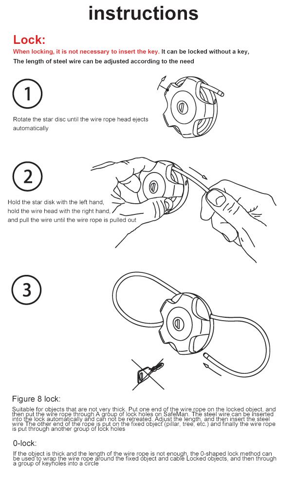 Light steel wire foldable Retractasafe Stretchable outdoor bicycle luggage helmet stroller lock