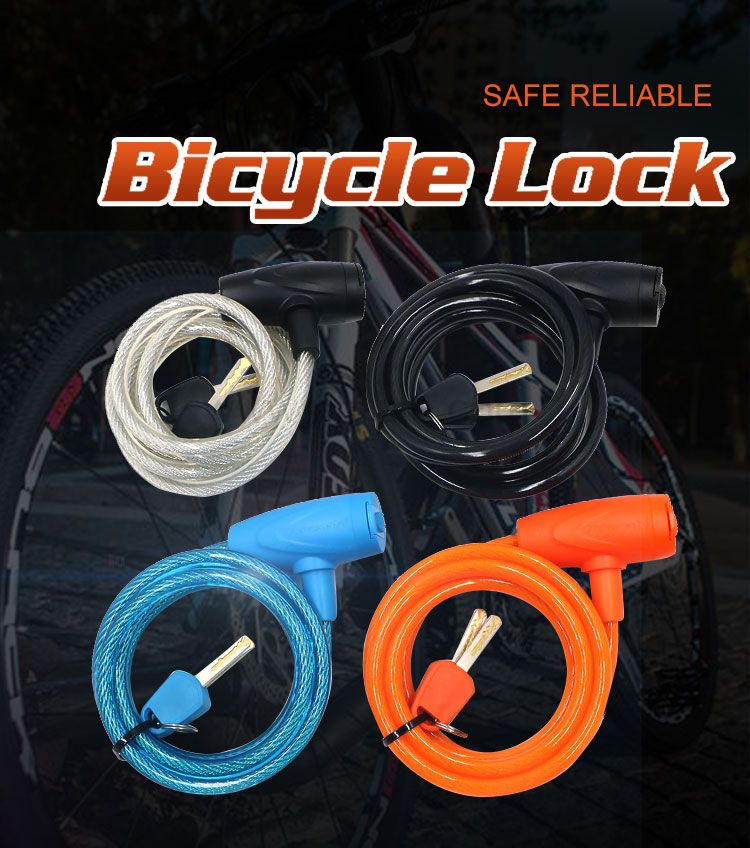 transparent pvc cover coil cable double key bicycle lock custom bike chain lock with sleeve