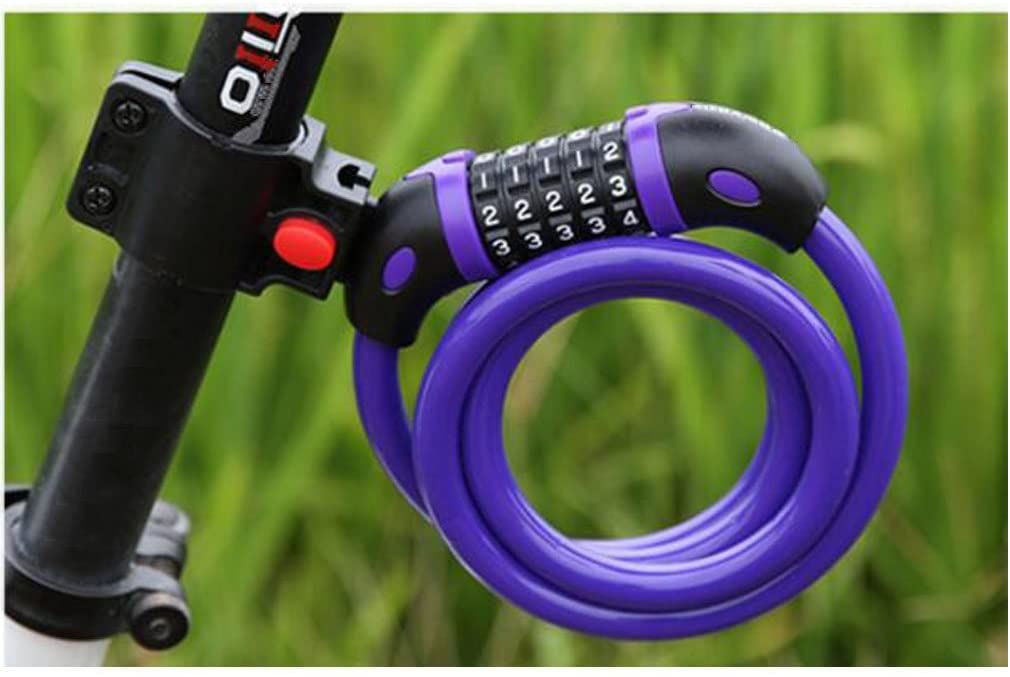 Bike Lock Security 5 Digit Resettable Combination Coiling bicycle Cable Lock