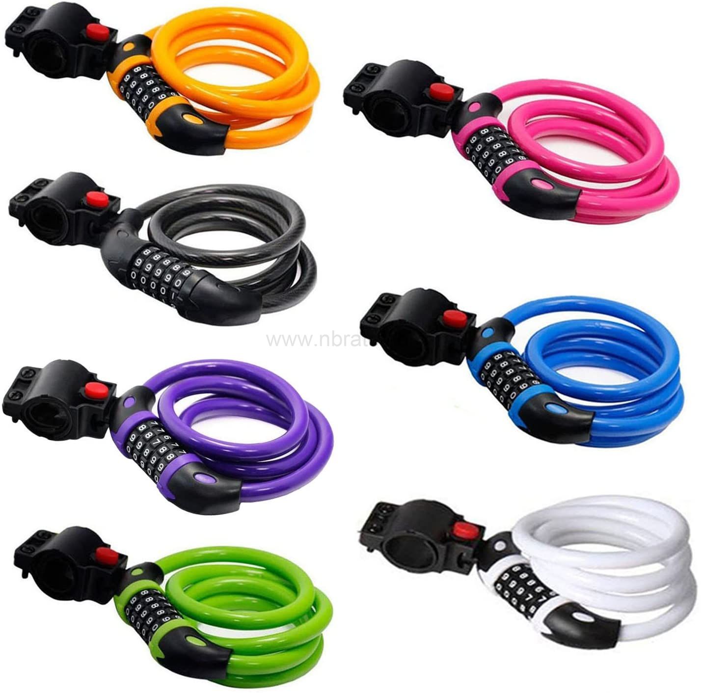 Bike Lock Security 5 Digit Resettable Combination Coiling bicycle Cable Lock