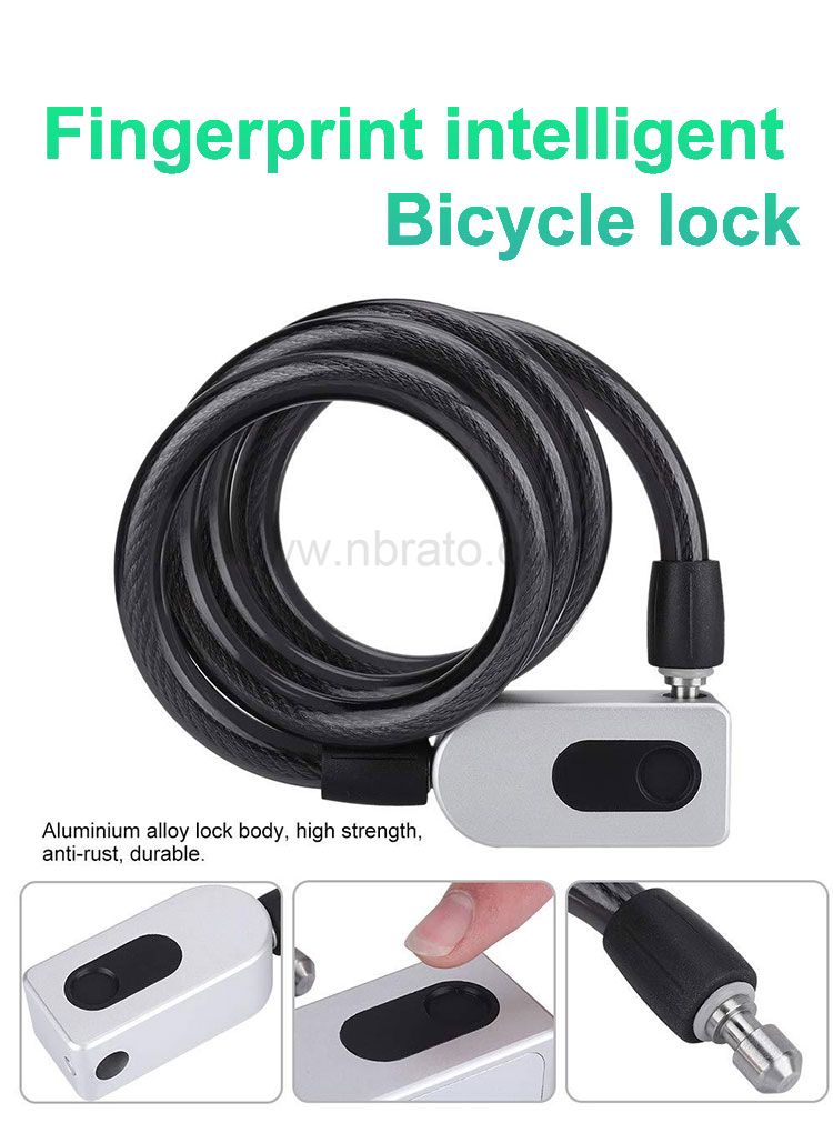 Foldable 1.0m Long Steel Ring Cable USB Charging Smart Fingerprint Bicycle Lock