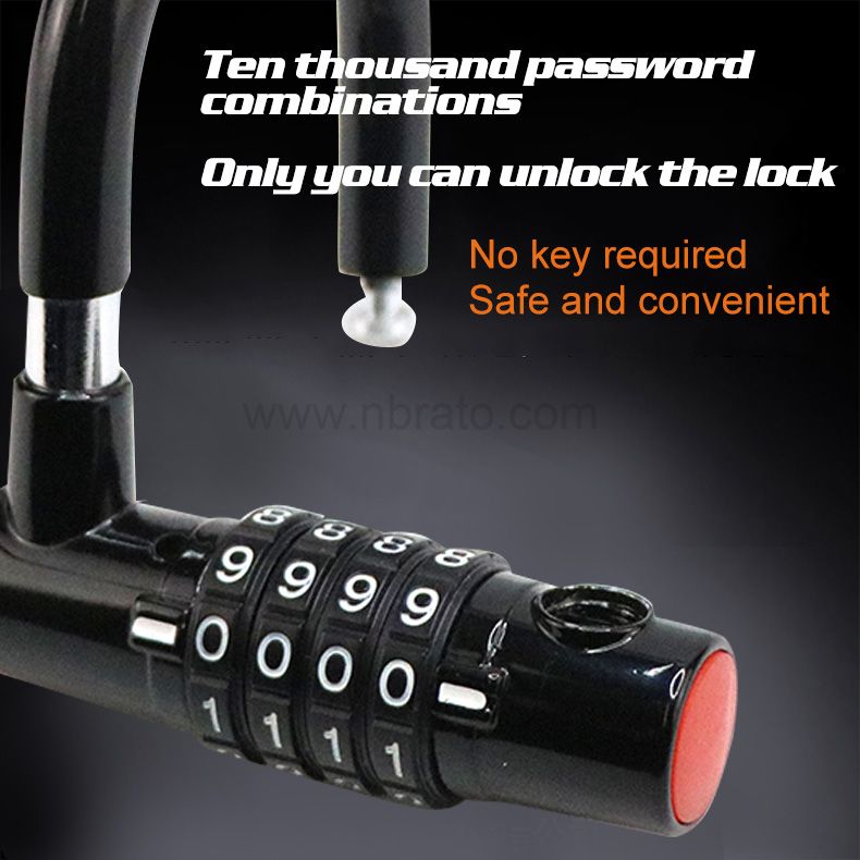 4-digit code mini portable zinc alloy Wear resistant U-shaped horse shoe anti-theft bicycle lock