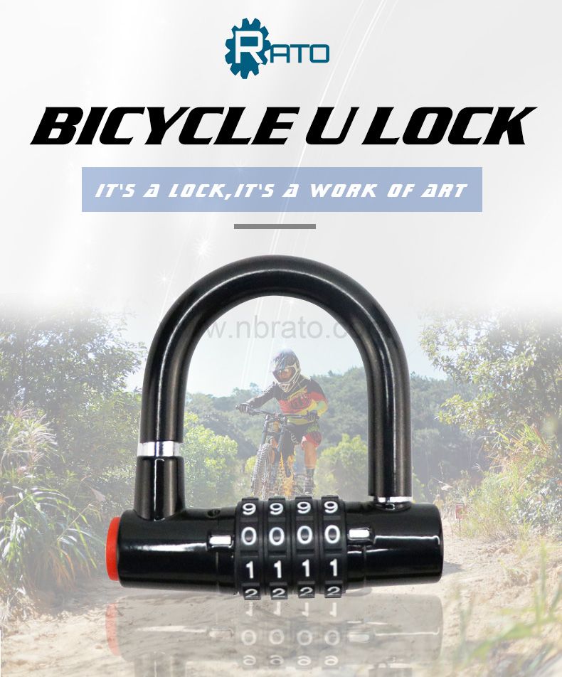 4-digit code mini portable zinc alloy Wear resistant U-shaped horse shoe anti-theft bicycle lock