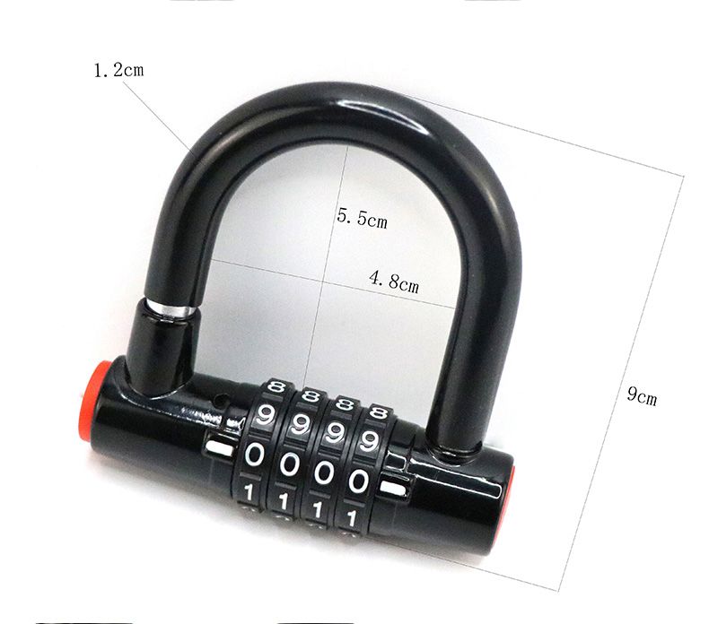 4-digit code mini portable zinc alloy Wear resistant U-shaped horse shoe anti-theft bicycle lock