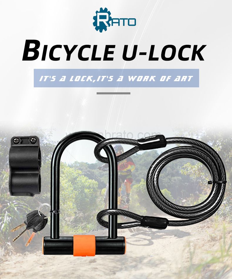 Bike U Lock with Cable Bike Lock Heavy Duty Bicycle U-Lock