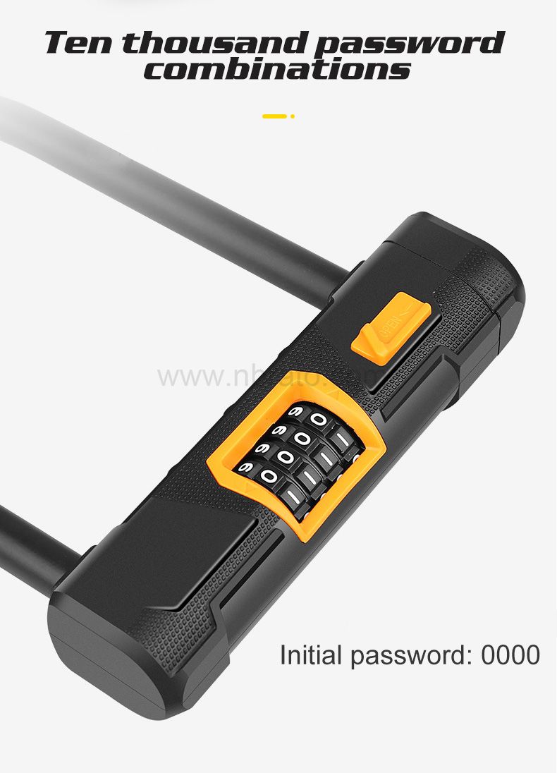 Anti theft Hardened steel Easy to install Mounting Heavy Duty Combination Bicycle u password Lock