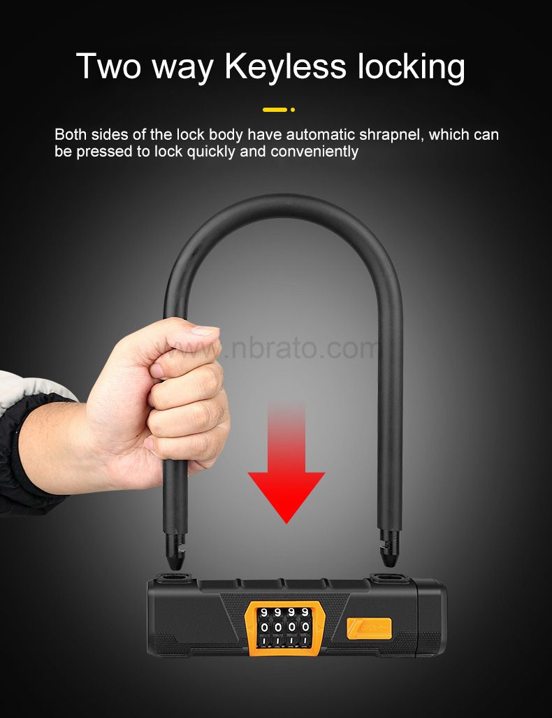 Anti theft Hardened steel Easy to install Mounting Heavy Duty Combination Bicycle u password Lock