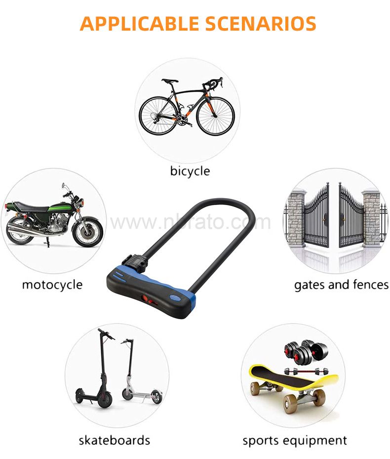 Bike U Lock With Bracket, Heavy Duty U Lock with Dust cover