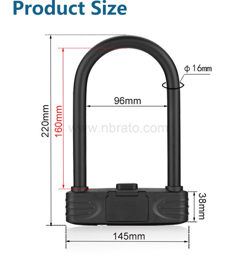 Security heavy duty Waterproof Rustproof Resettable 4 digit Combination Bicycle U lock