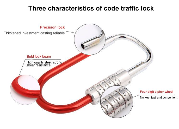 Heavy quality steel 4-digit password anti-theft and anti security shearing U-type bicycle lock