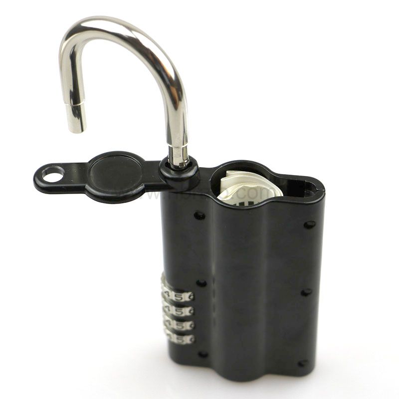 Mini portable 4-digit mechanical password combination key lock box padlock painted black
