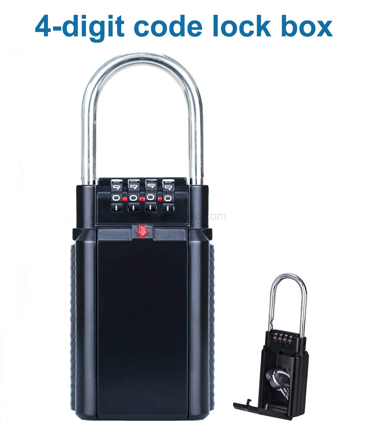 Portable anti theft metal hook key box with waterproof rain cover 4-digit code lock