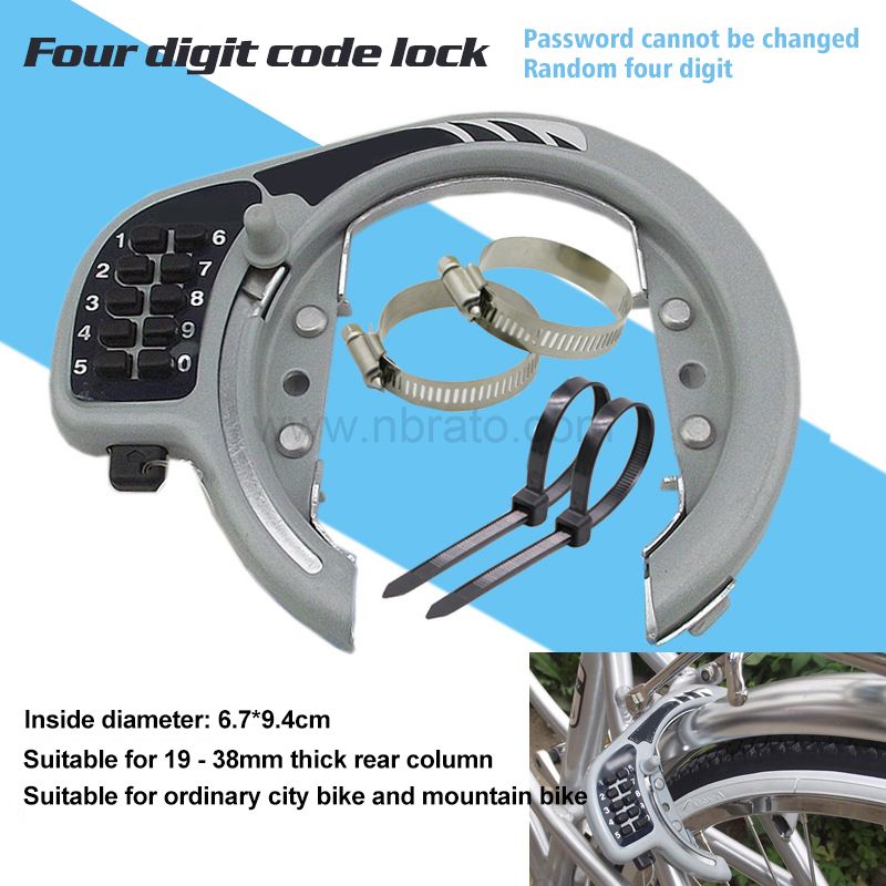 new pattern Bike sharing 4-digit password wear-resisting anti theft horseshoe fixed ring frame lock