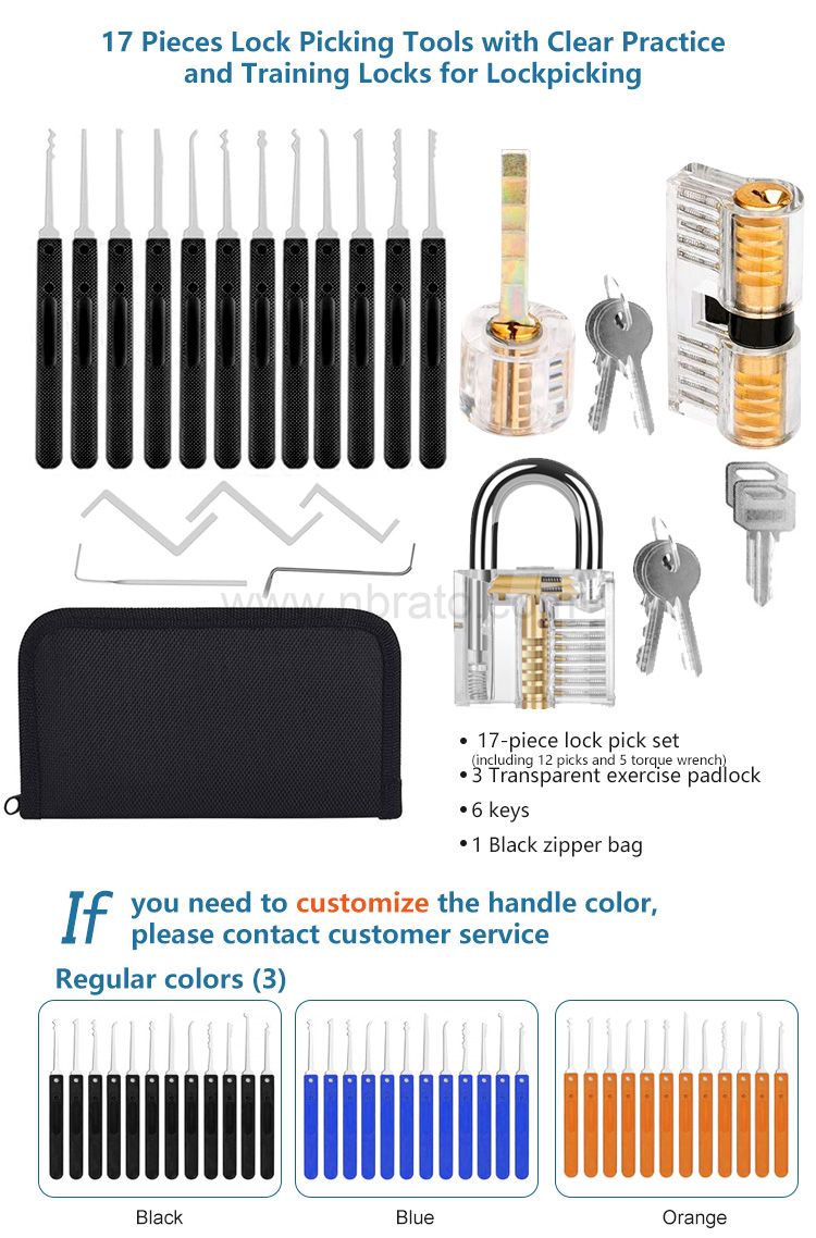 17 pcs locksmith gift training set high quality lockpicking tools transparent extractor set lock pick