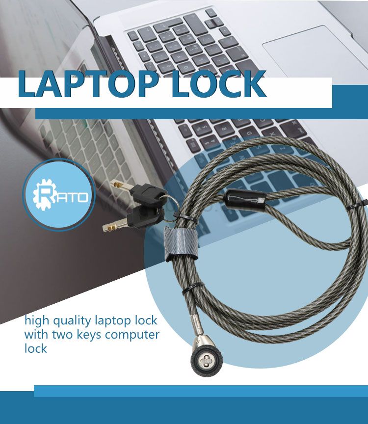 Metal steel 6mm thickened wire computer lock black security cable keyed laptop lock notebook lock
