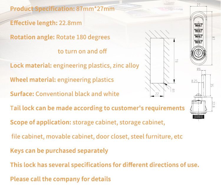 Anti-theft Circular arc 180 degree Master Key Black Zinc Alloy 4 Digital Mechanical Furniture Combination Cam Lock