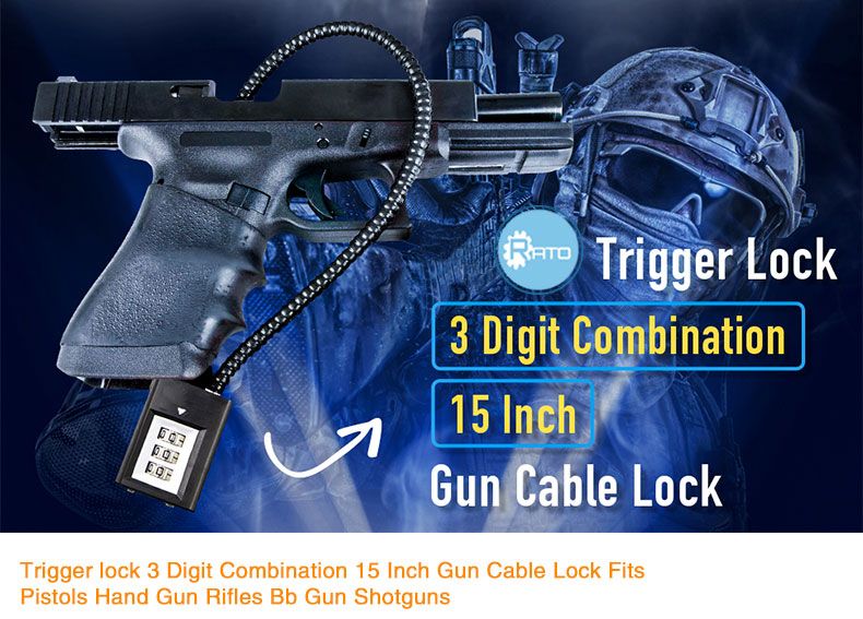 Retractable Wire Padlock lock 11 inches 3 Numbers Safe Combination Cable Gun Locks