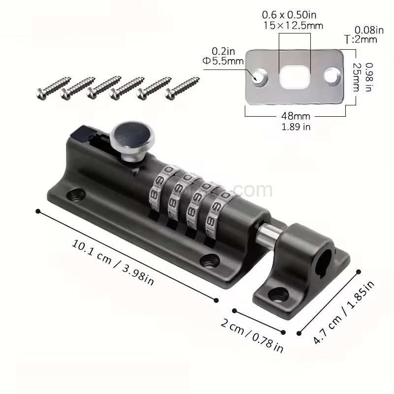 4 digit Combination Sliding Bolt Latch door combination bolt lock