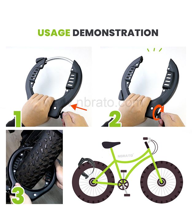 horseshoe mtb fat wheel fat Bike frame lock with keys